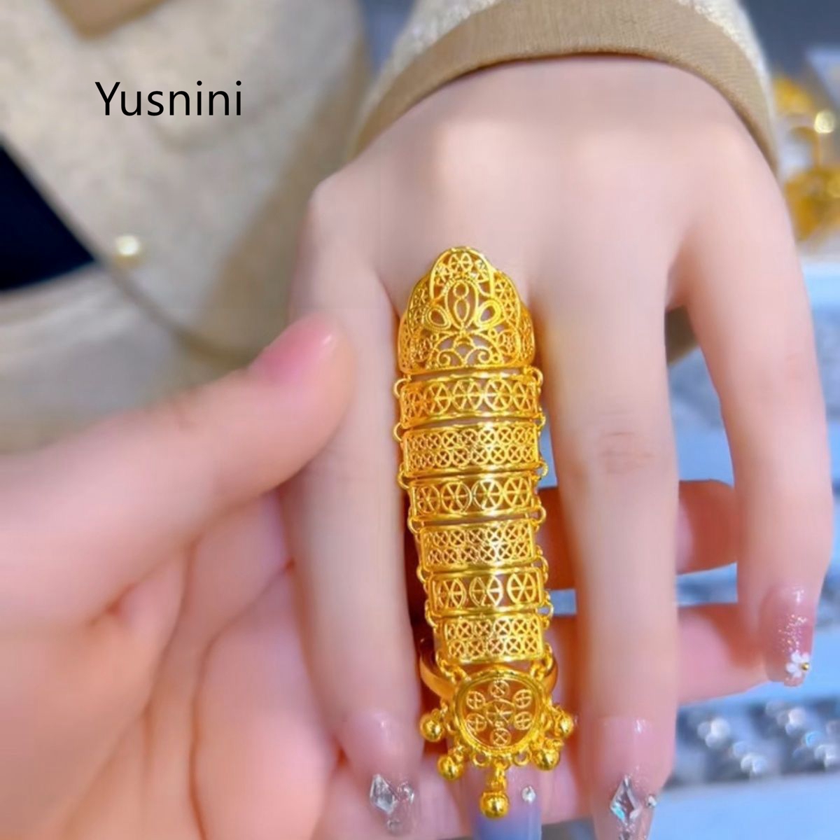 Ethnic Fashion In Dubai - Anel Feminino Banhado a Ouro 24K