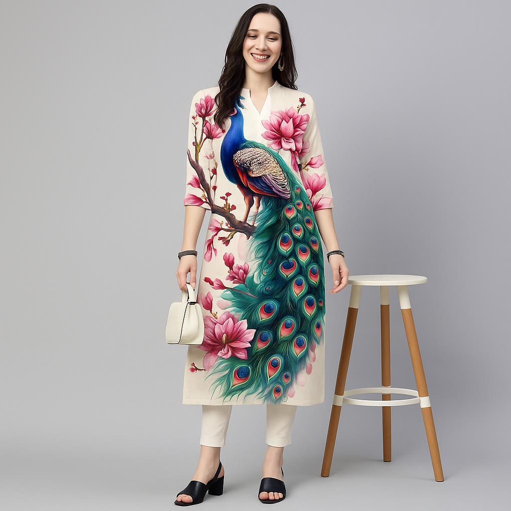 Pavão feminino kurt casual mod - Ethnic Fashion Kurtis avaliação e preço