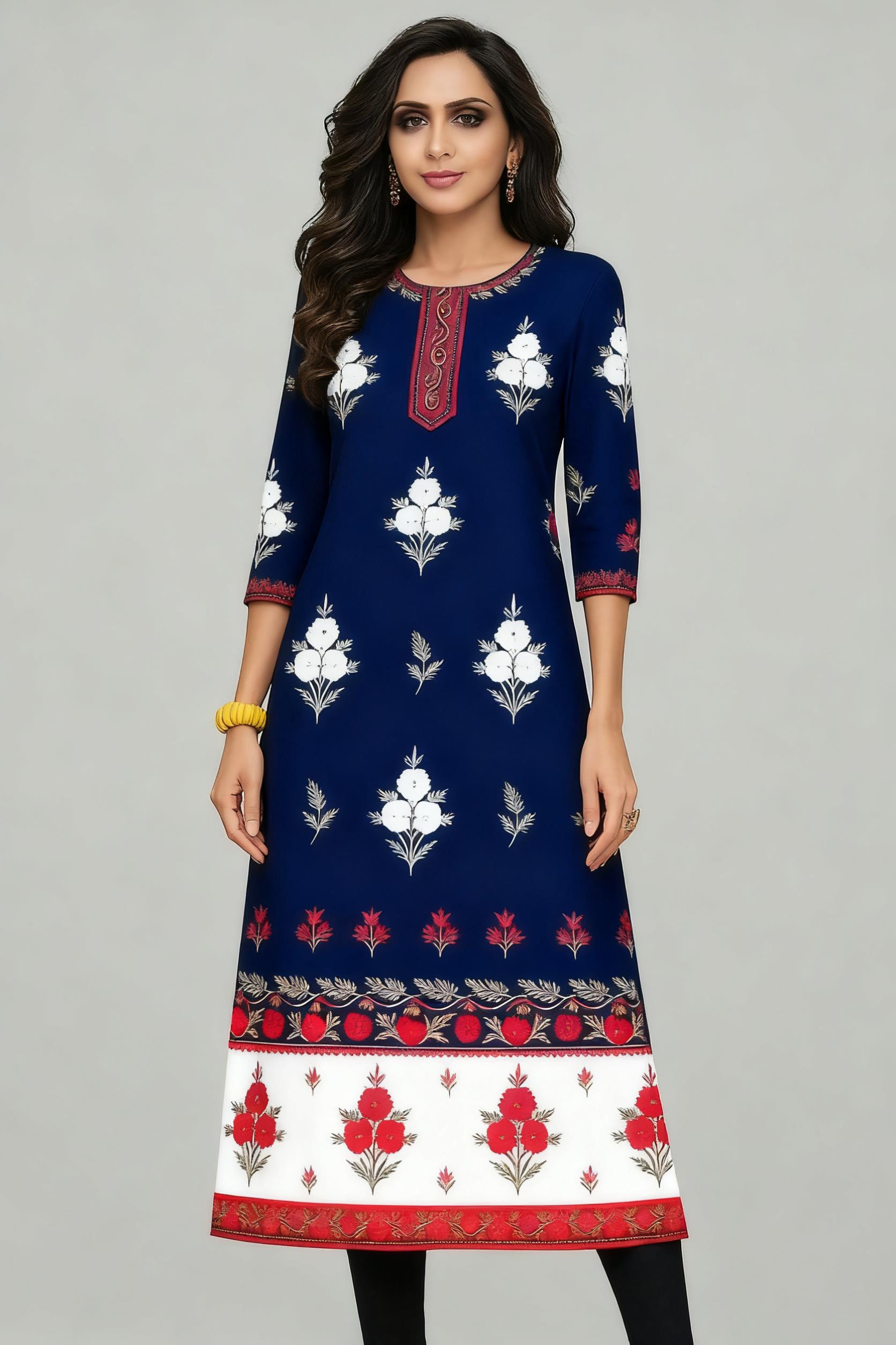 Muçulmano kurt flores moda fem - Ethnic Fashion Kurtis avaliação e preço