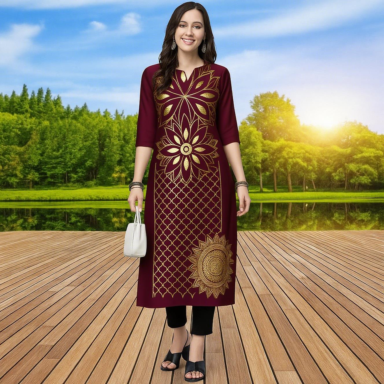 Muçulmano kurtta moda feminina - Ethnic Fashion Kurtis avaliação e preço